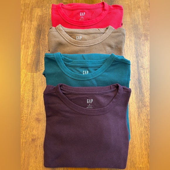 GAP Men’s XL Waffle Knit Thermal Shirts 4-Pack Long Sleeve Bundle - Picture 2 of 4
